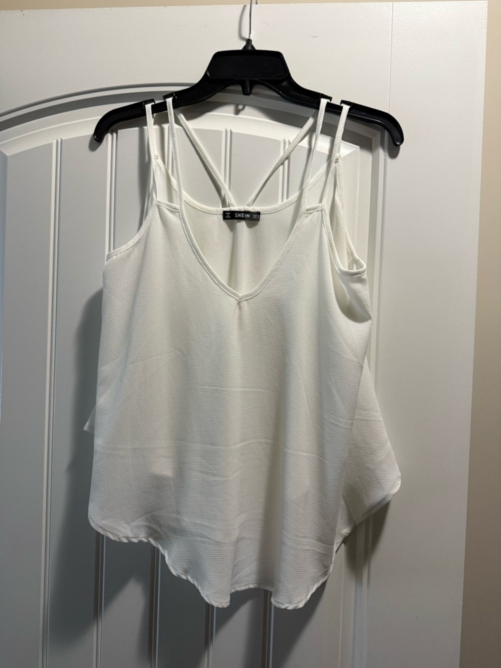 White Double-Strap V-Neck Tank Top